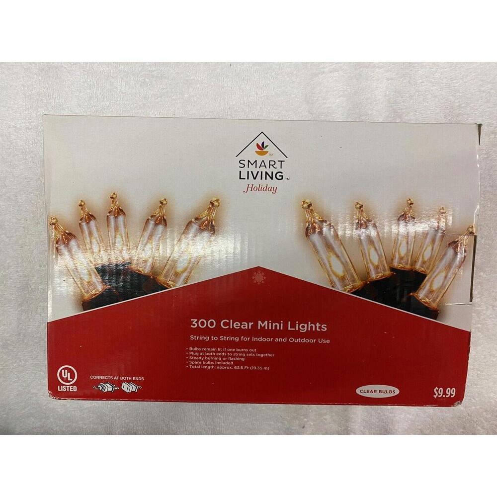 NEW Smart Living Holiday 300 Clear Mini Lights, Green Wire, Wedding, Christmas
